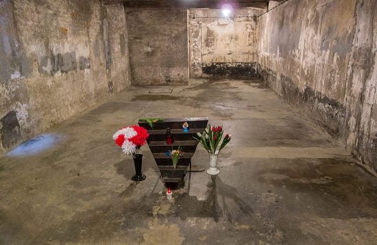 Chamber in Auschwitz where bodies of people killed in gas chamber were kept before being burned. 