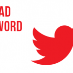 Red twitter logo with text that reads spread the word