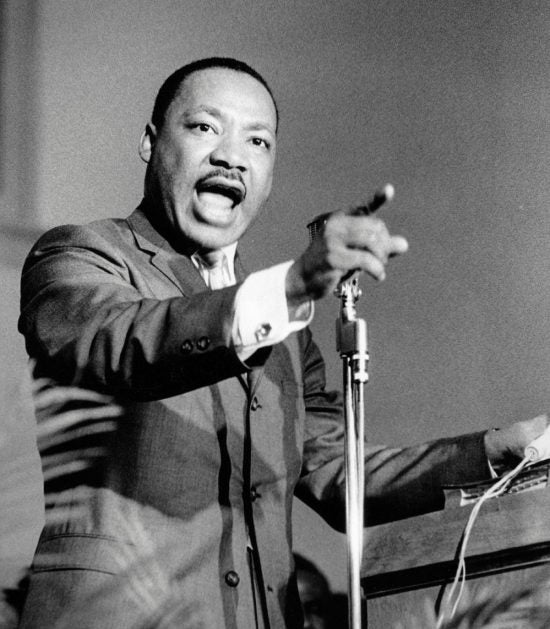 Dr. Martin Luther King, speaking in Selma, Alabama, in 1965. 