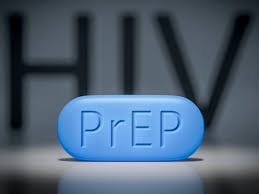 Blue pill with an inscription that reads PrEP