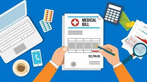 Illustration of a person looking at a medical bill