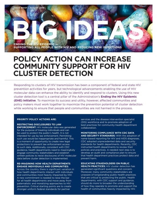 Cover of Big Ideas: Policy Action Can Increase Community Support for HIV Cluster Detection