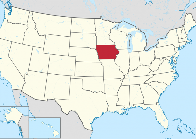 US Map with Iowa highlighted