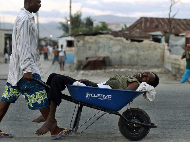 patient being carried by wagon