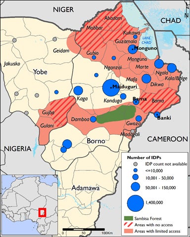 Courtesy of World Food Programme. There are now more than 2.6 million internally displaced persons and refugees in northeast Nigeria and surrounding regions.