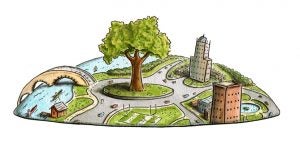 Sustainable urban planning illustration 