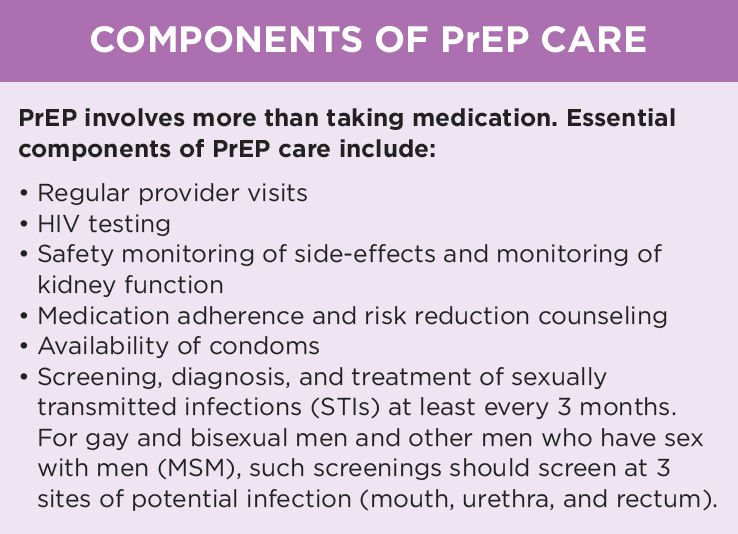 Components of PrEP Care from Quick Take on the USPSTF PrEP Recommendation