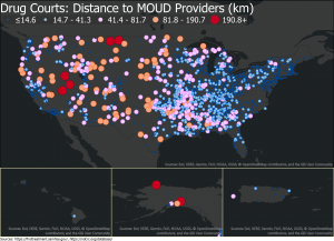US map on drug courts
