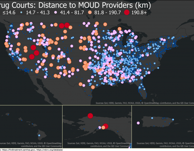 US map on drug courts