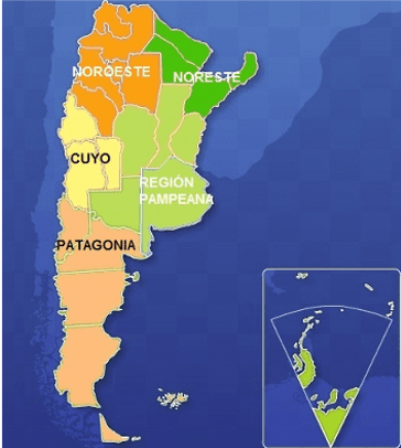 map of the regions of Argentina