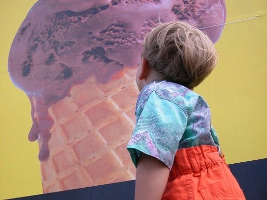Child looking at Picture of Ice Cream Graphic