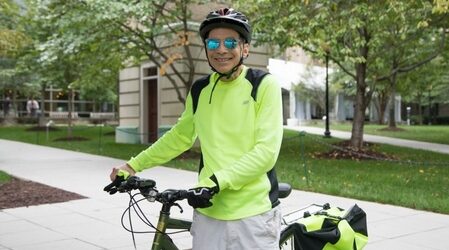 Professor Lawrence Gostin on Bike