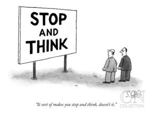 Stop and think cartoon