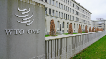 The World Trade Organization, WTO or OMC, in Geneva, Switzerland.
