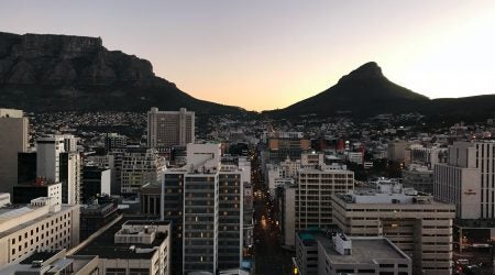 Sun rise in a city