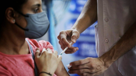 Woman receiving a vaccine