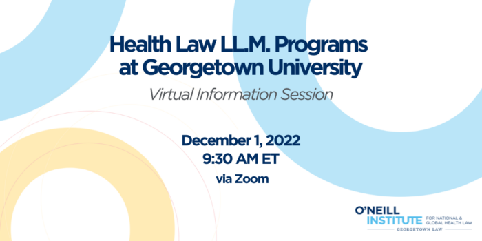 Virtual Info Session - Health Law Graphic