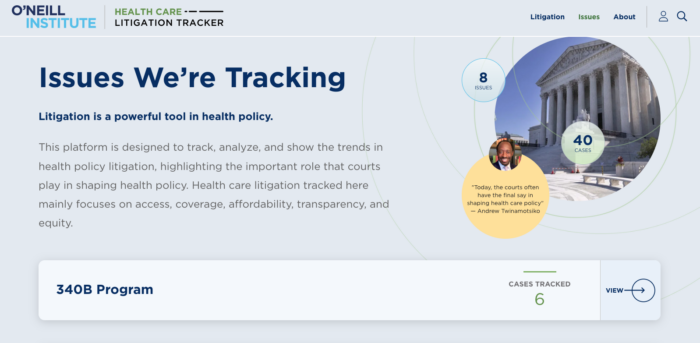 Screenshot of Health Care Litigation Tracker