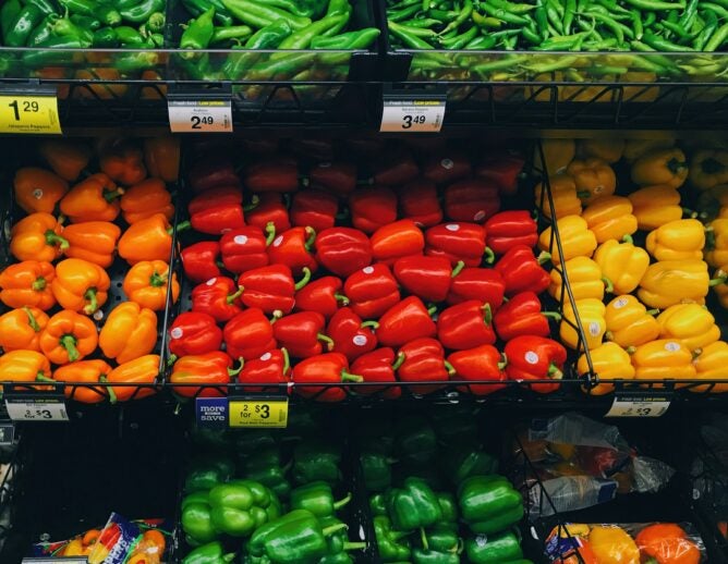 Photo of vegetable aisle in grocery store