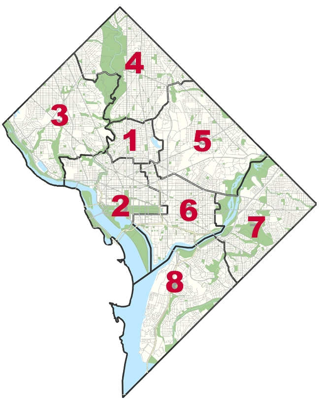 Map of the wards in Washington D.C.