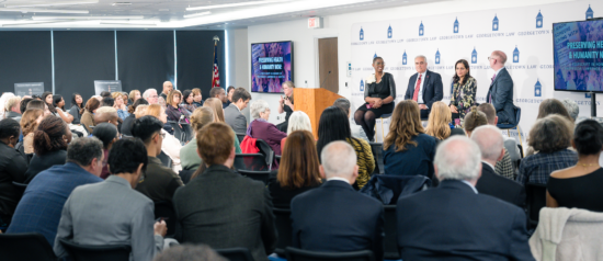 Attacks on Health Care: Protecting Humanity During Times of Crisis session featuring Saman Zia-Zarifi, Professor Jeffrey S. Crowley, S. Mona Sinha, and Professor Michele Bratcher Goodwin