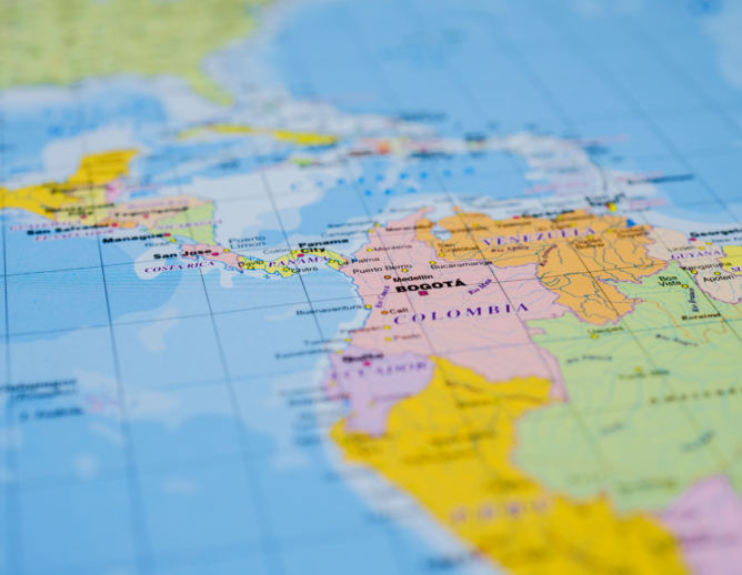 Stock photo of a map of Latin America