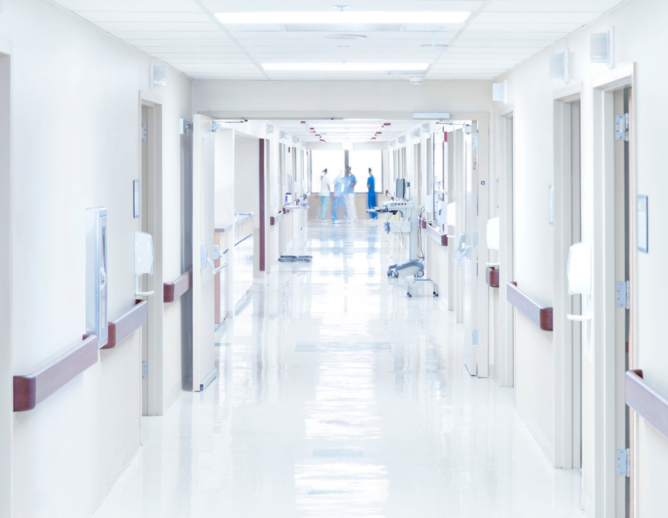 Stock photo of hospital hallway