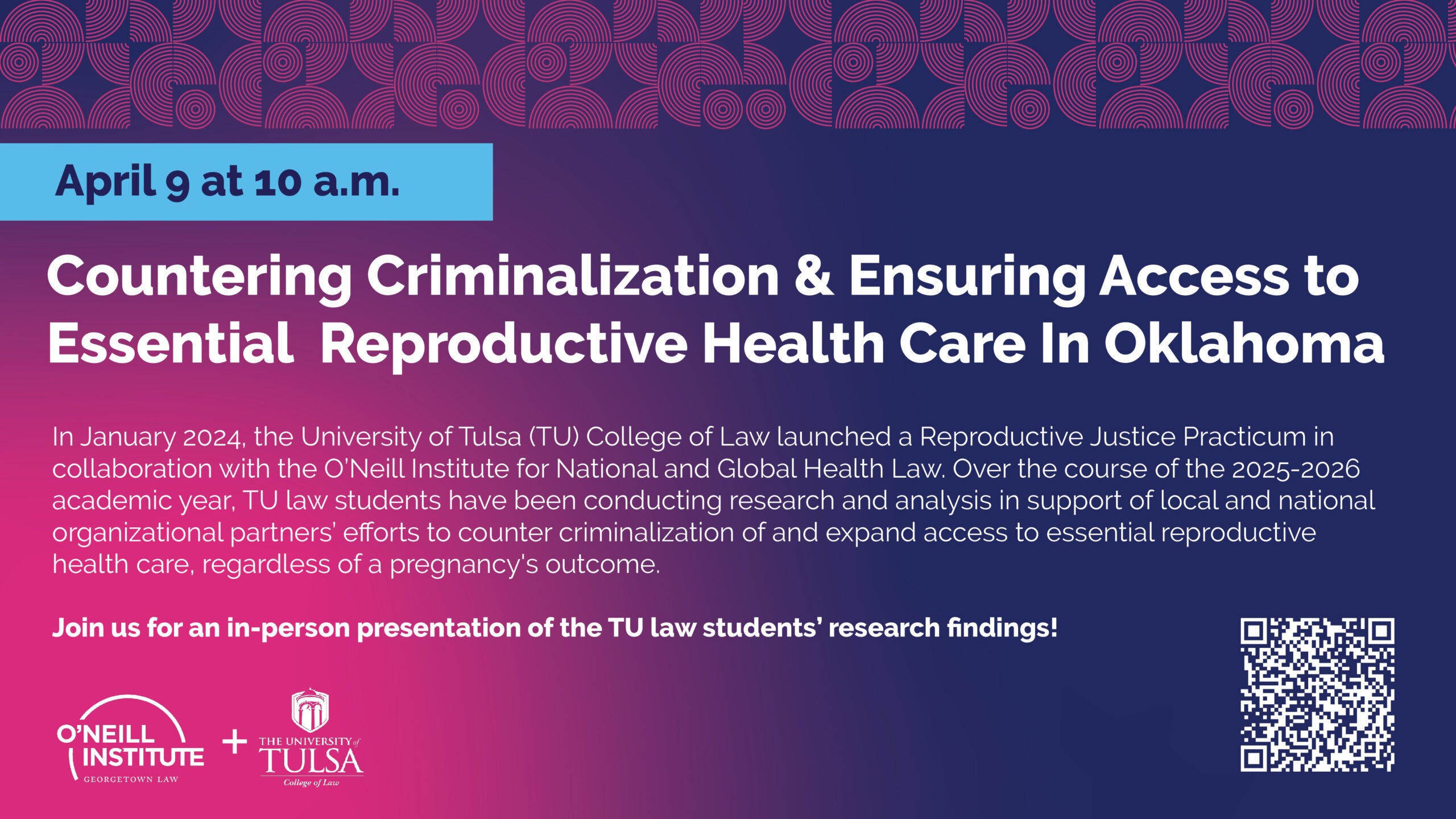 Countering Criminalization & Ensuring Access to Essential Reproductive Health Care in Oklahoma Event Graphic