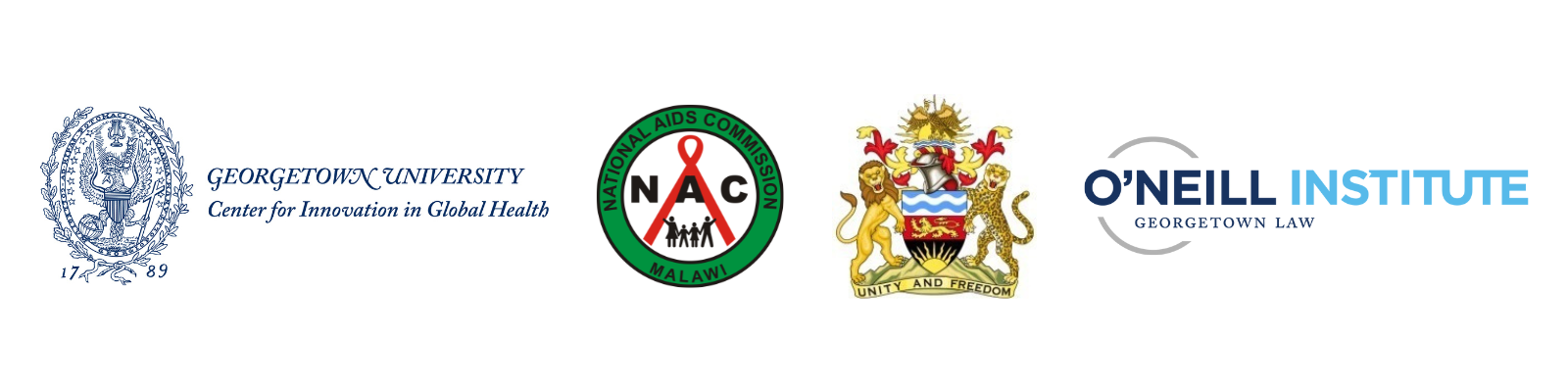 Banner of logos of partners (Center for Innovation in Global Health, National AIDS Commission of Malawi, Malawi Ministry of Health, and O’Neill Institute)