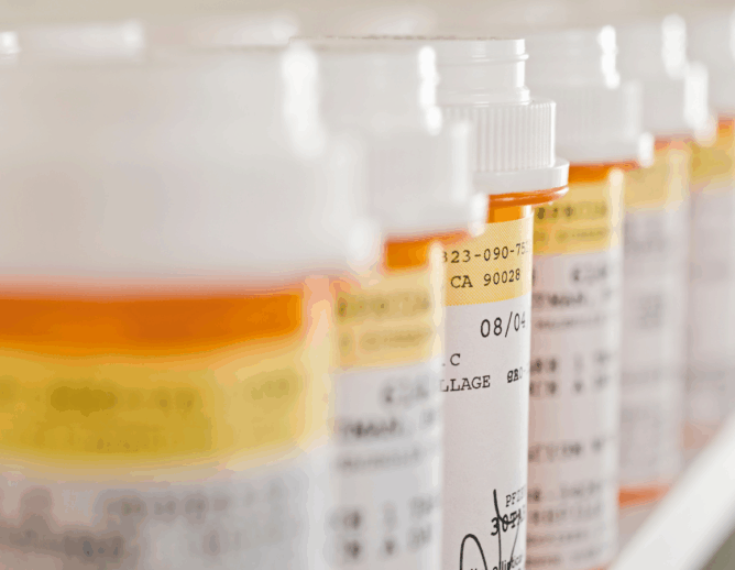 Stock image of medication bottles