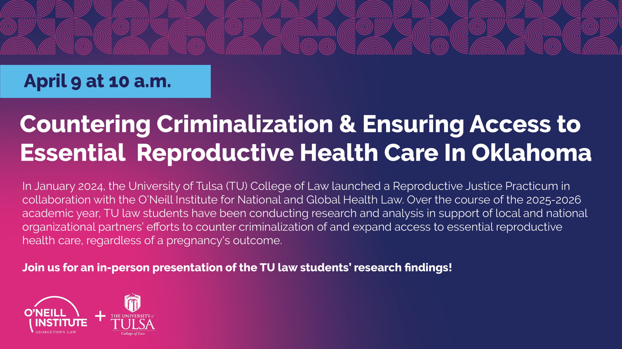 Countering Criminalization & Ensuring Access to Essential Reproductive Health Care in Oklahoma Event Graphic